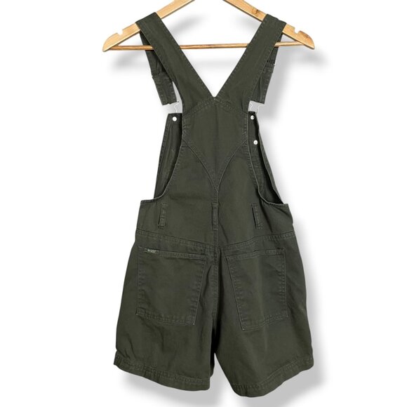 Vintage Revolt Shortalls Jean Overalls Shorts Juniors Green 90s Y2K Dungaree‎ - Picture 2 of 9